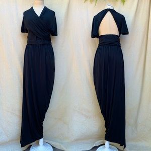 CARVEN Black Jersey Open Back Asymmetric Dress